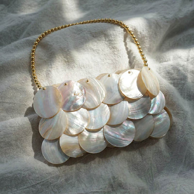 Horizontal Ivory Shell Payette Bag - Handcrafted 1 PC