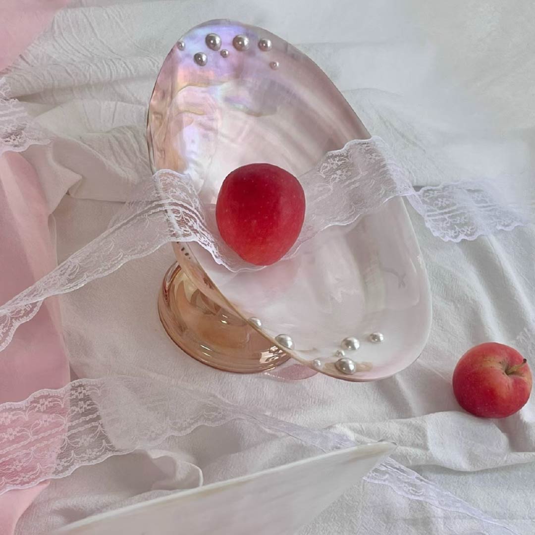 White Mother of Pearl Footed Tray - Handcrafted 1 PC