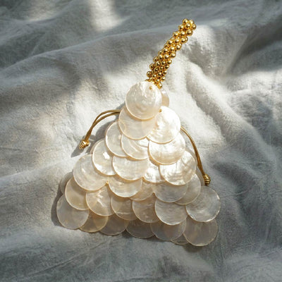 Ivory Shell Payette Triangle Bag - Handcrafted 1 PC