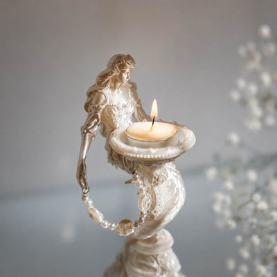 Vintage Mermaid’s Liquid-Pearl Resin Jewelry Tray & Candle Holder - Handcrafted 1 PC