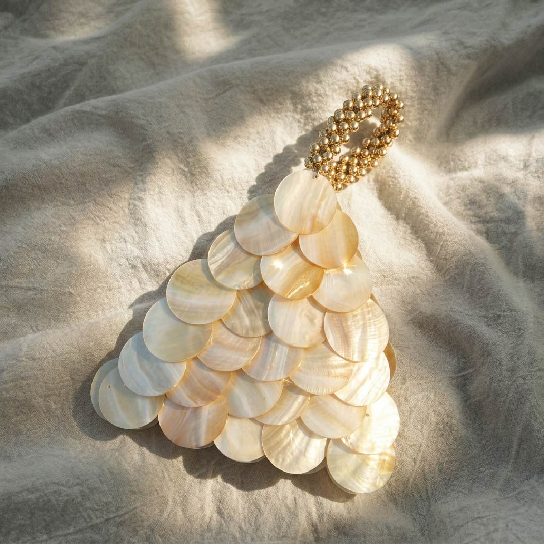 Ivory Shell Payette Triangle Bag - Handcrafted 1 PC