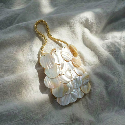 Vertical Ivory Shell Payette Bag - Handcrafted 1 PC
