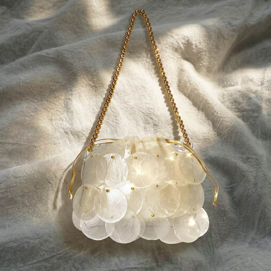 Horizontal Ivory Shell Payette Bag - Handcrafted 1 PC