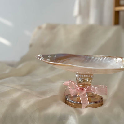 White Mother of Pearl Footed Tray - Handcrafted 1 PC