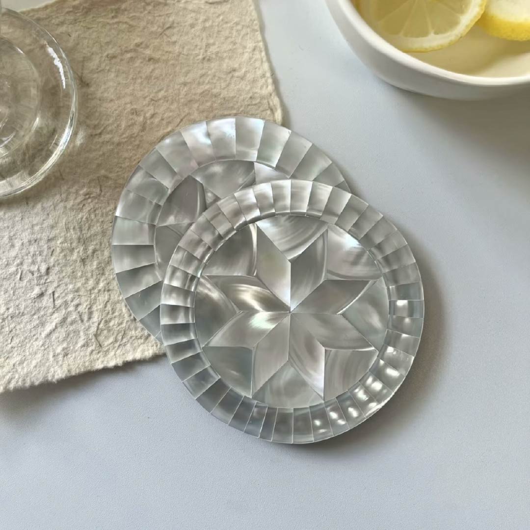 Octagonal White Seashell Tray - Handcrafted 1 PC