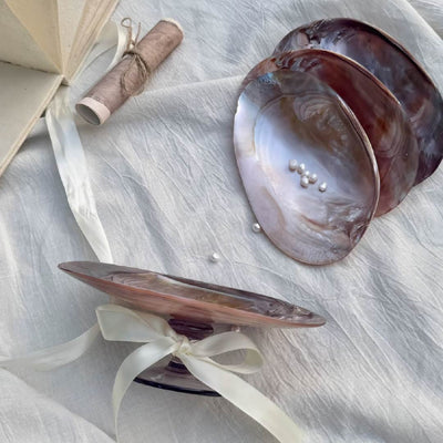 Purple Mother of Pearl Footed Tray - Handcrafted 1 PC