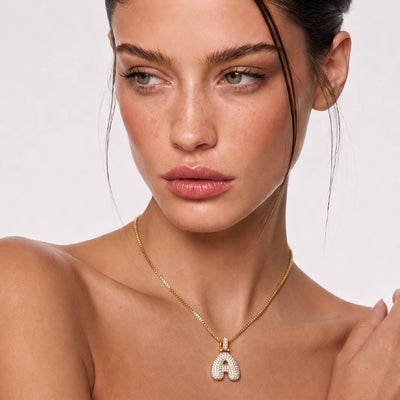 14k Diamond Dazzle Bubble Initial Necklace