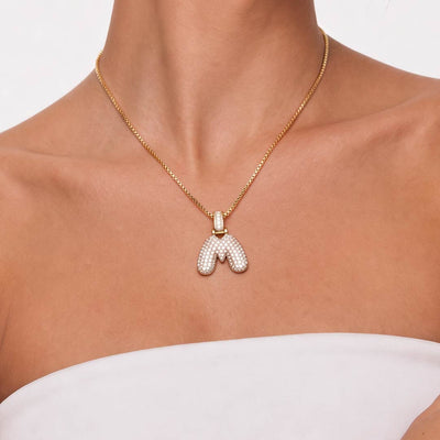 14k Diamond Dazzle Bubble Initial Necklace