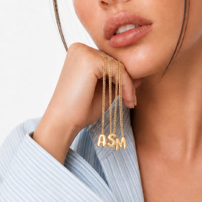 Bubble Initial Charm Necklace