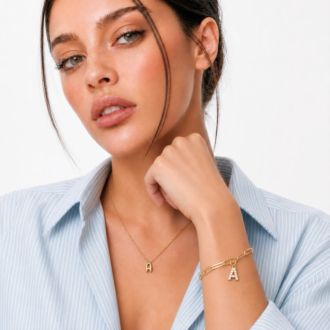 Dainty Paperclip Letter Initial Bracelet