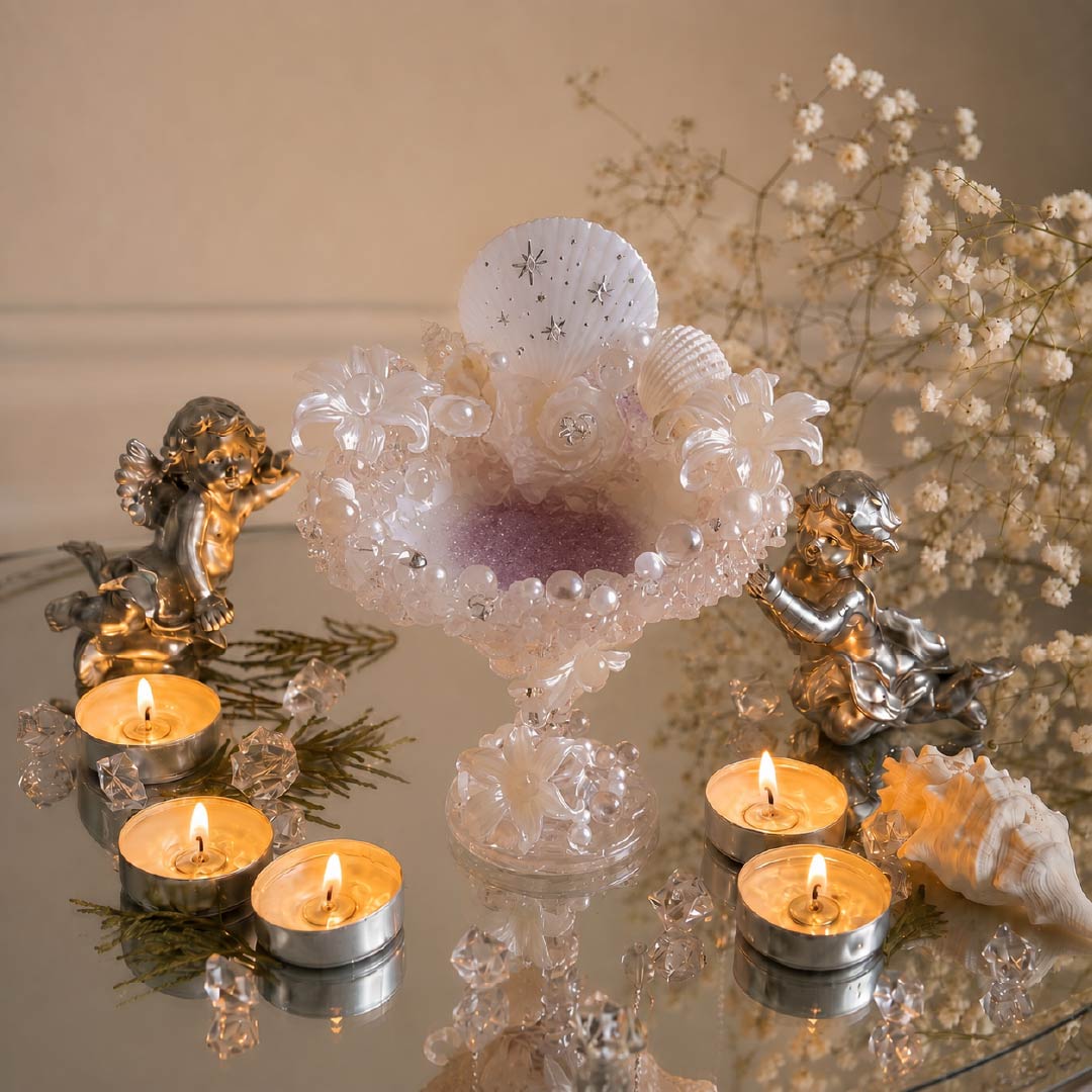 Pink Blossom | Mother of Pearl Jewelry & Candle Holder - Handcrafted 1 PC