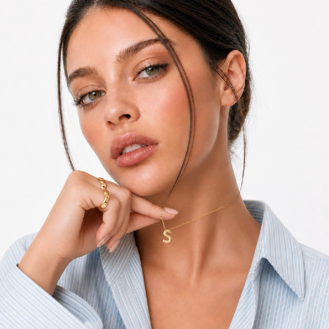 Bubble Initial Charm Necklace