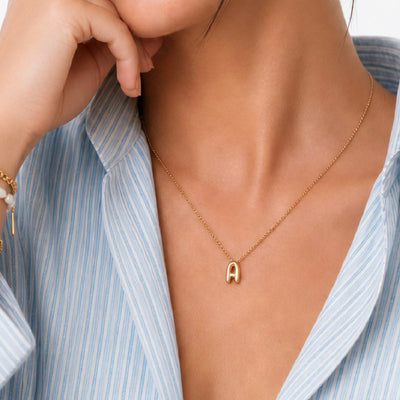 Bubble Initial Charm Necklace