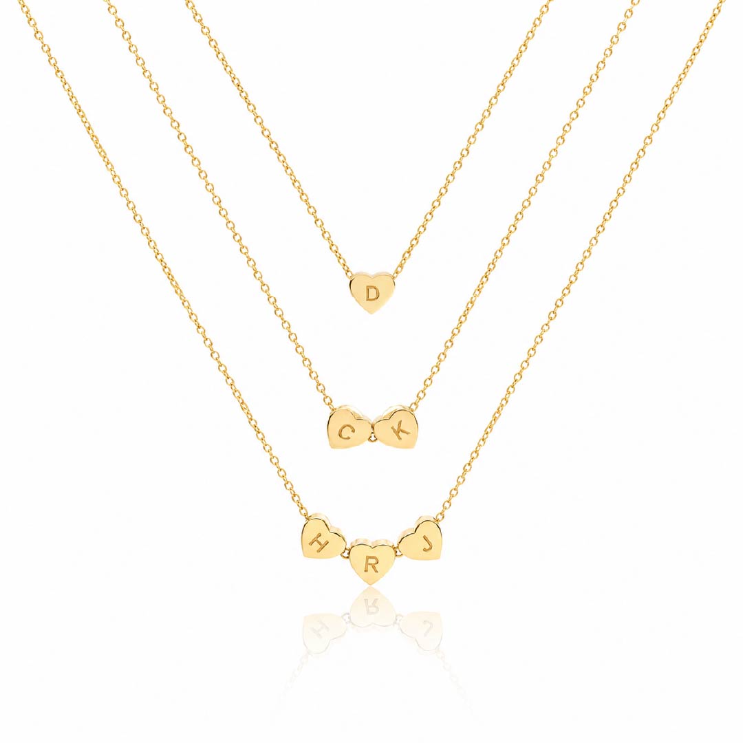 Personalized Tiny 3D Initial Heart Charm Necklace