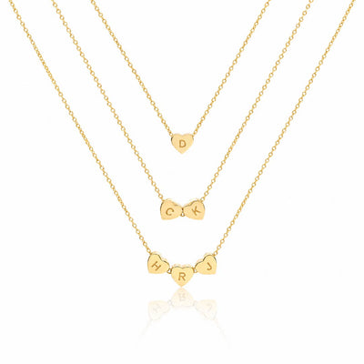 Personalized Tiny 3D Initial Heart Charm Necklace