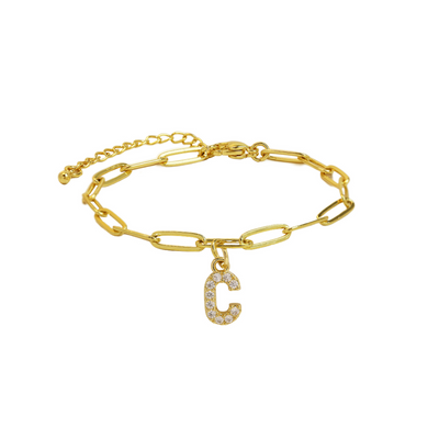 Dainty Paperclip Letter Initial Bracelet