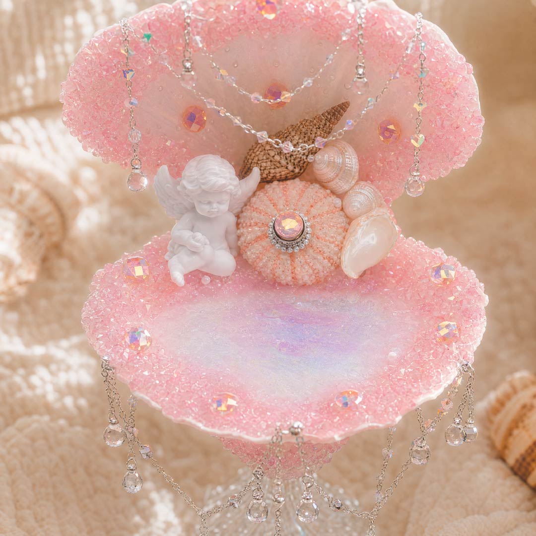 Cherub's Halo | Sea Urchin Mermaid Jewelry Holder & Night Light - Handcrafted 1 PC