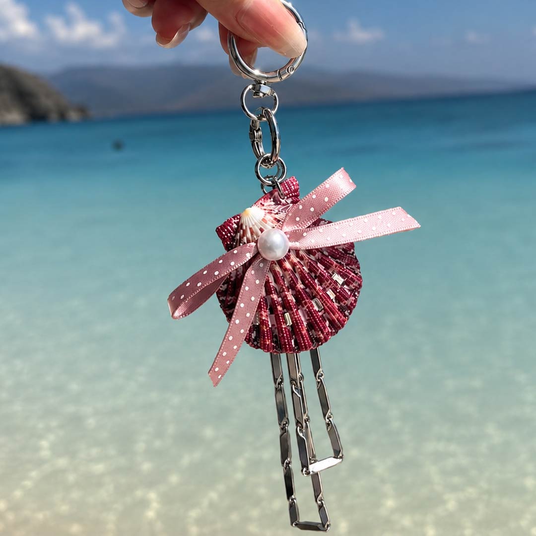 Crimson Rosette | Mother of Pearl Shell Charm- Handcrafted 1 PC