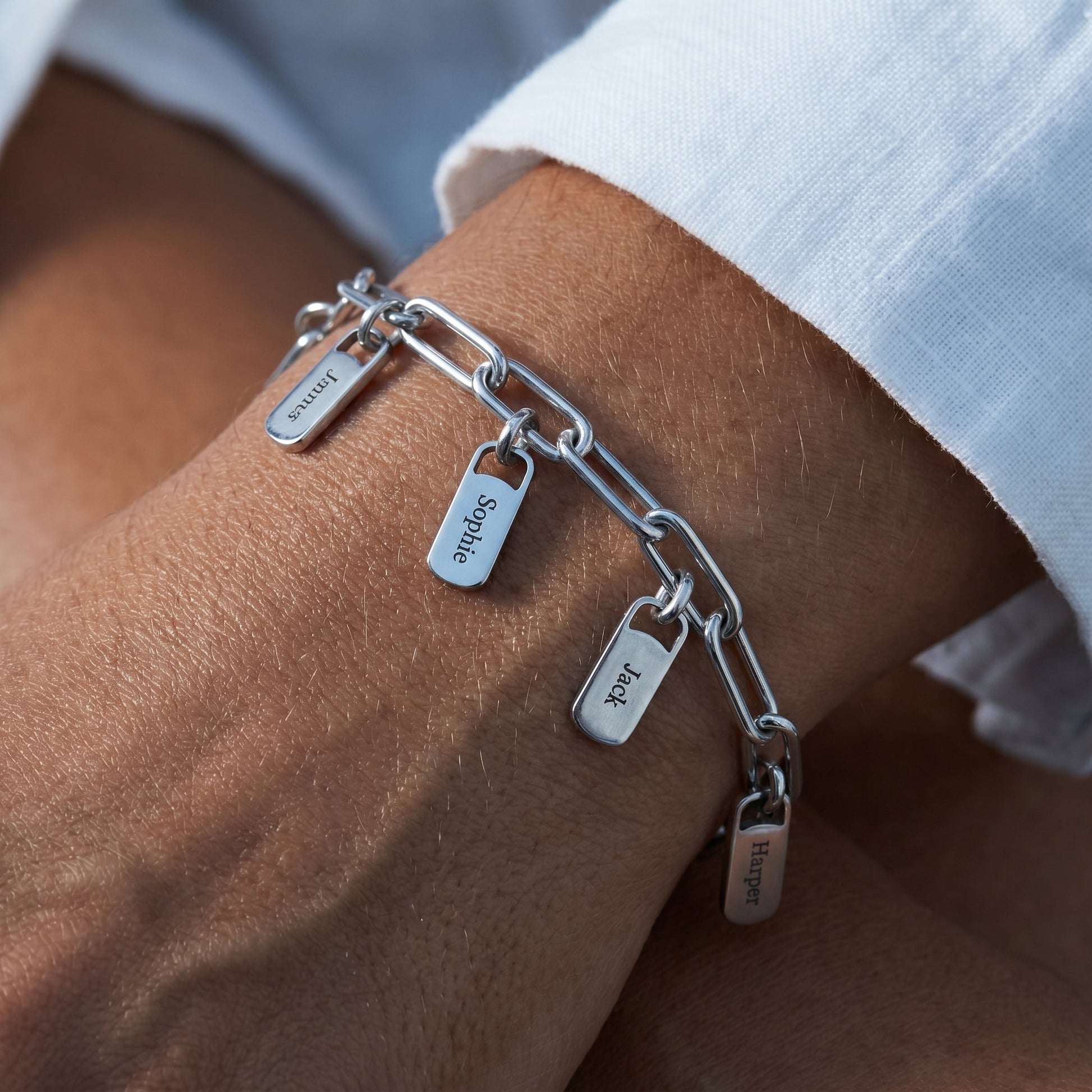 Personalized Bracelet with Engraved Tags