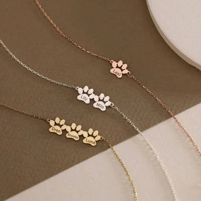 Custom Paw Print Name Necklace Bracelet