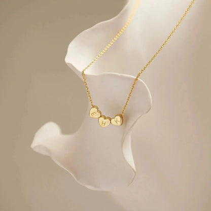 Personalized Tiny 3D Initial Heart Charm Necklace