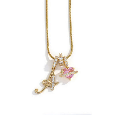 Initial Letter Heart Pendant Necklace