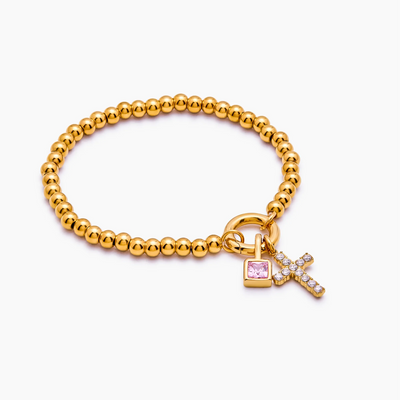 Beaded Birthstone Cross Bracelet