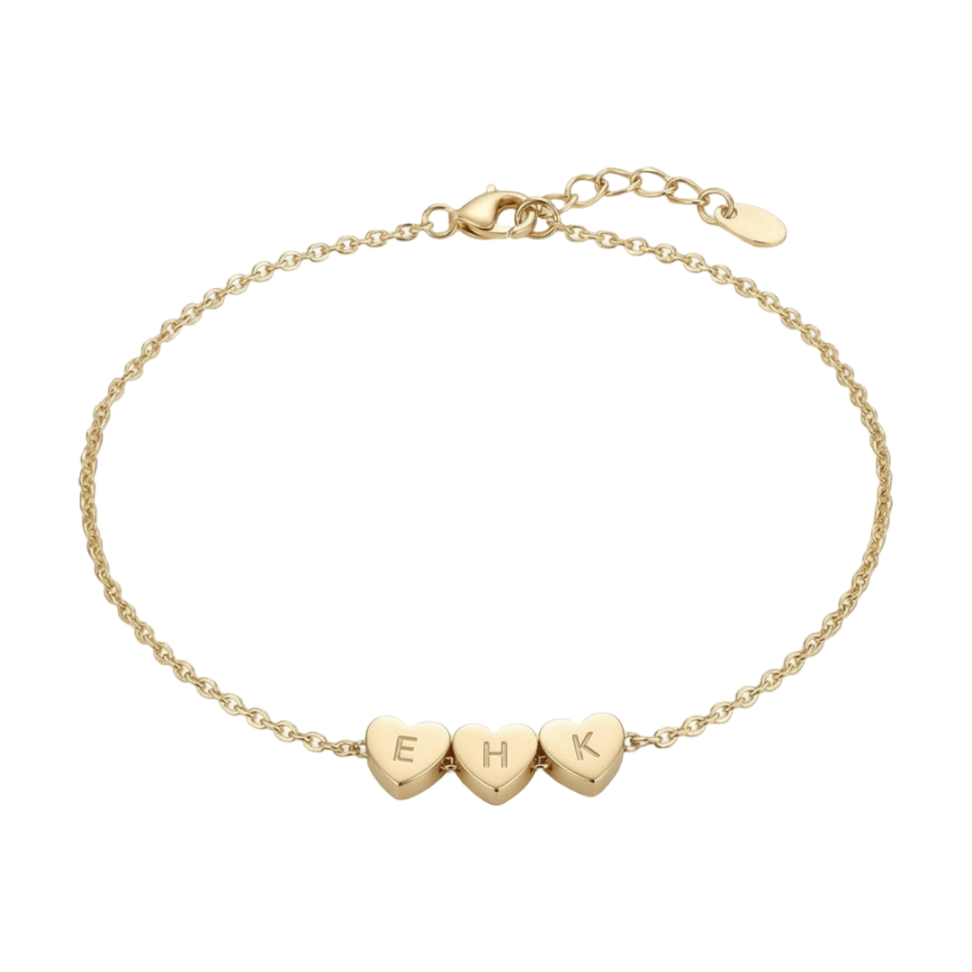 Personalized Tiny 3D Initial Heart Charm Bracelet