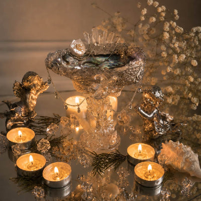 Starlight Echoes | Mother of Pearl Jewelry Tray & Candle Holder - Handcrafted 1 PC
