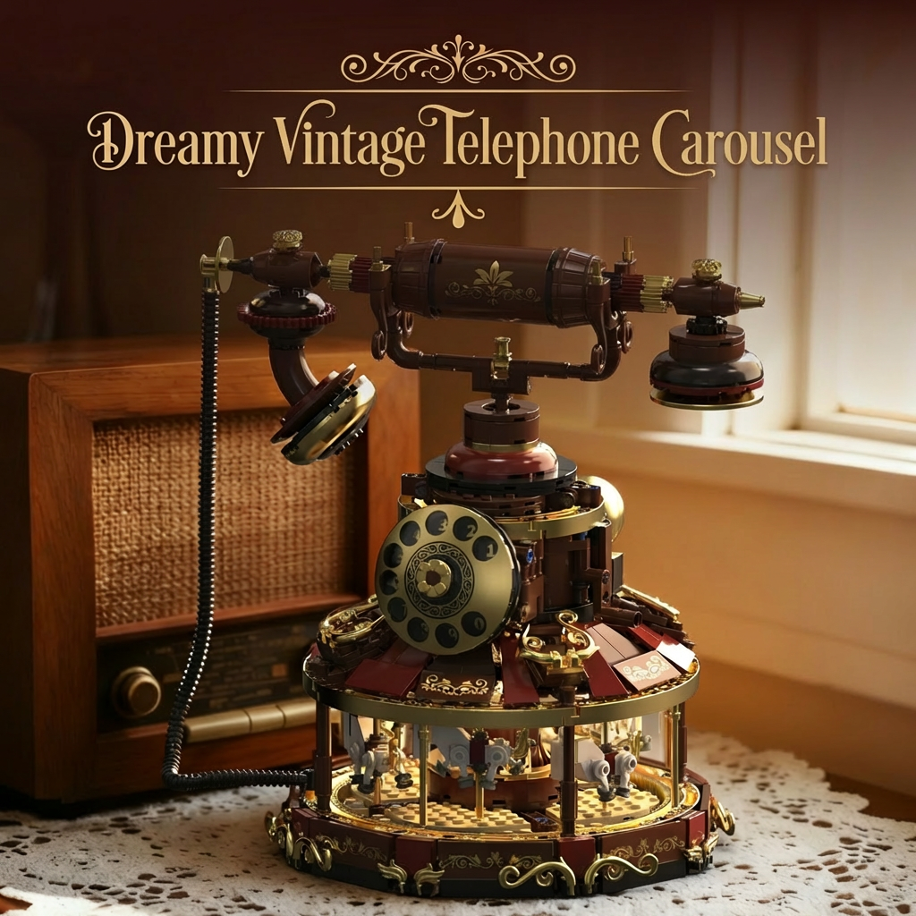Dreamy Vintage Telephone Carousel 3D Puzzle DIY Model Kit