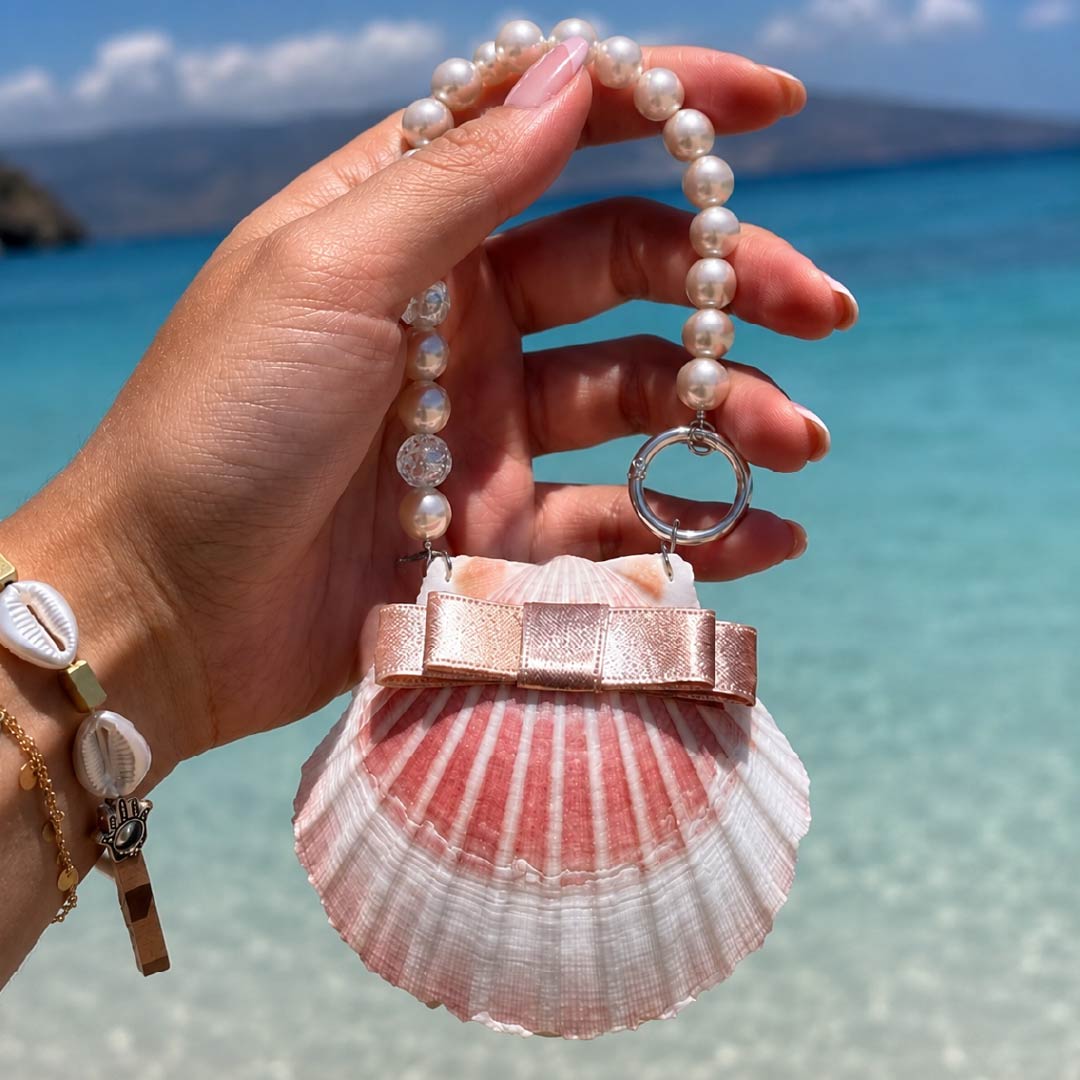 Rosé Moon | Pink Mother of Pearl Shell Charm- Handcrafted 1 PC