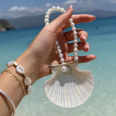 Rosé Moon | Pink Mother of Pearl Shell Charm- Handcrafted 1 PC