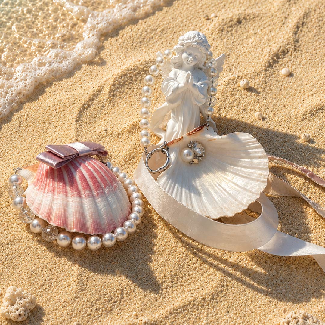 Rosé Moon | Pink Mother of Pearl Shell Charm- Handcrafted 1 PC