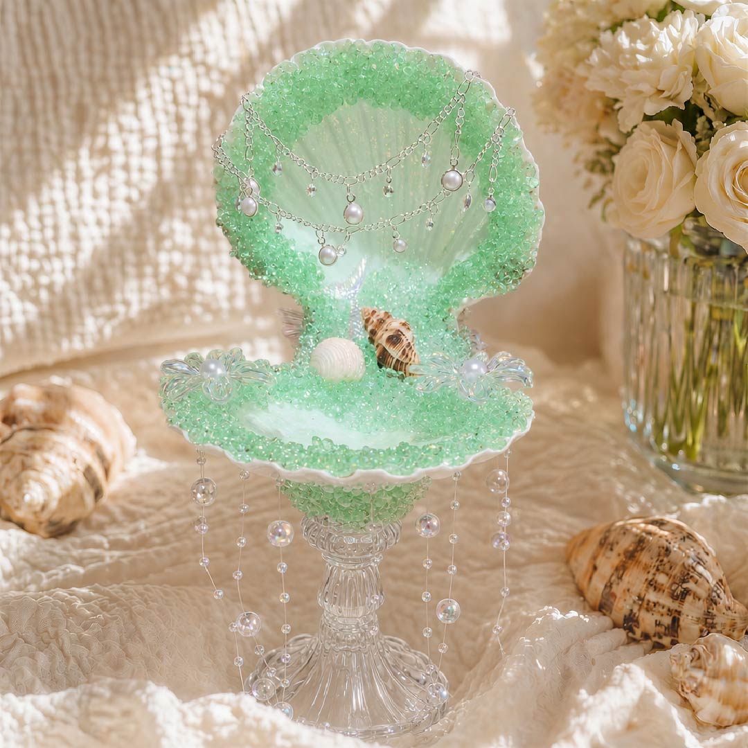 Mint Tide | Mother of Pearl Mermaid Jewelry & Candle Holder - Handcrafted 1 PC