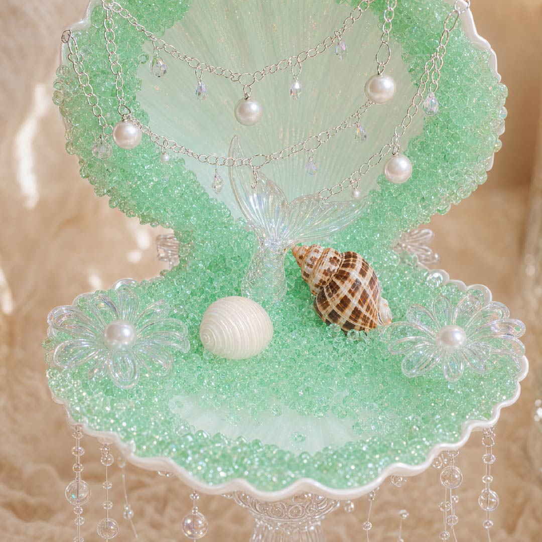 Mint Tide | Mother of Pearl Mermaid Jewelry & Candle Holder - Handcrafted 1 PC