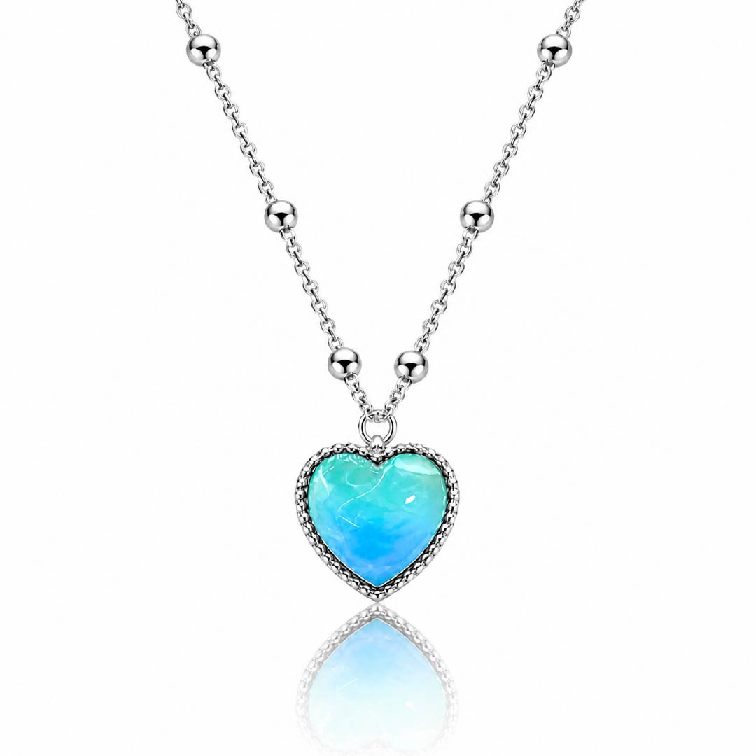 Peach Heart Mood Necklace Temperature Control Color Change