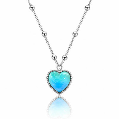 Peach Heart Mood Necklace Temperature Control Color Change