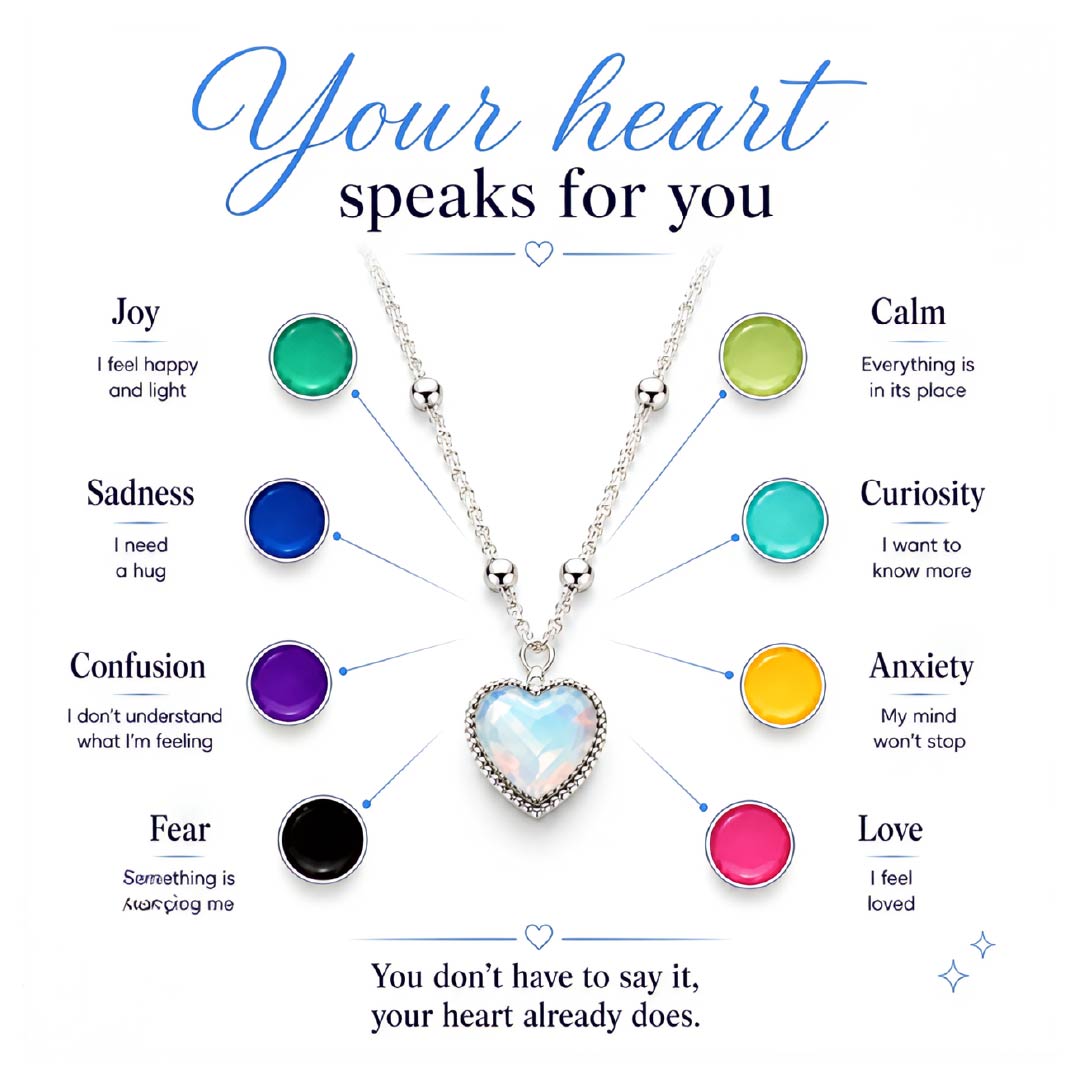 Peach Heart Mood Necklace Temperature Control Color Change