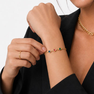 Personalized Multi-Birthstone Bracelet