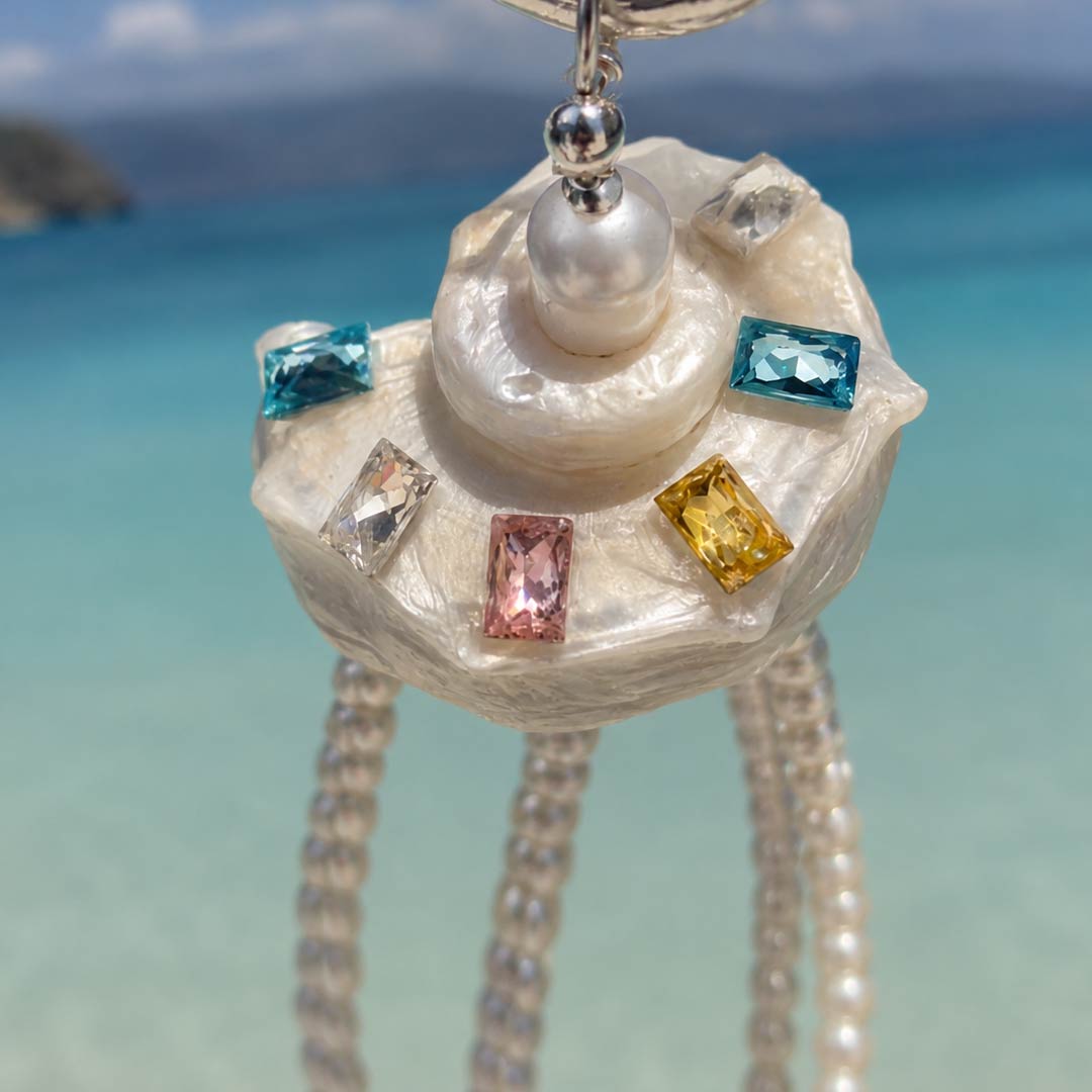 Prism Orbit | Pearlized Turbo Shell Charm- Handcrafted 1 PC