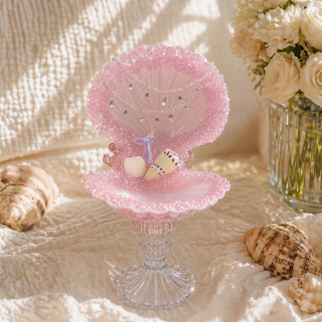 Rosy Tide | Mother of Pearl Mermaid Jewelry & Candle Holder - Handcrafted 1 PC