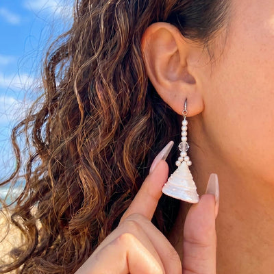 Draco Light | Celestial Trochus Seashells Bell Earrings - Handcrafted 1 PC