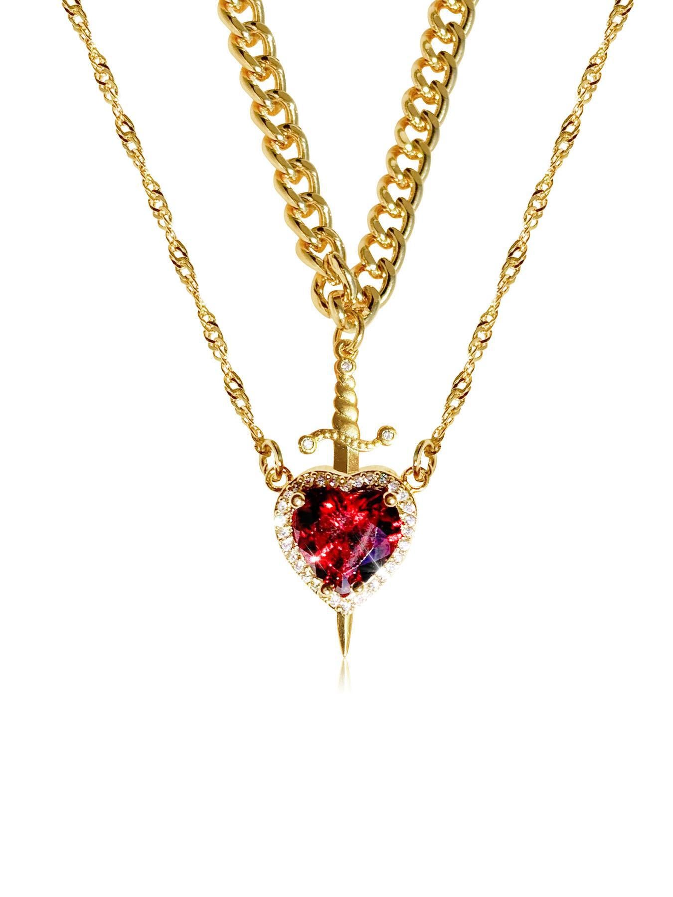 Heart and Sword Necklace Set