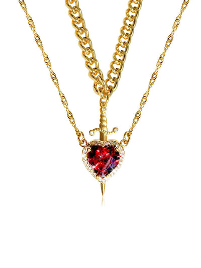 Heart and Sword Necklace Set