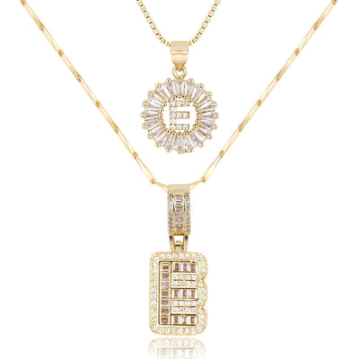 2pc 14k Diamond Letter Initial Necklaces