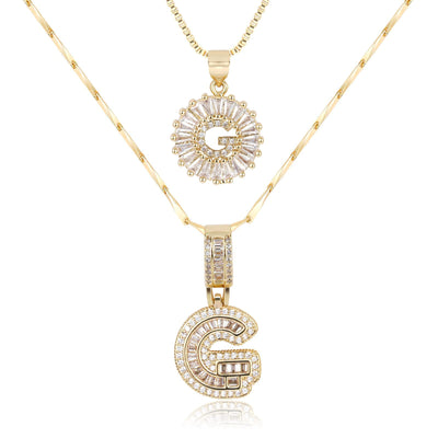 2pc 14k Diamond Letter Initial Necklaces