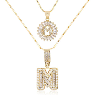 2pc 14k Diamond Letter Initial Necklaces