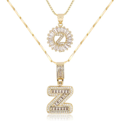 2pc 14k Diamond Letter Initial Necklaces