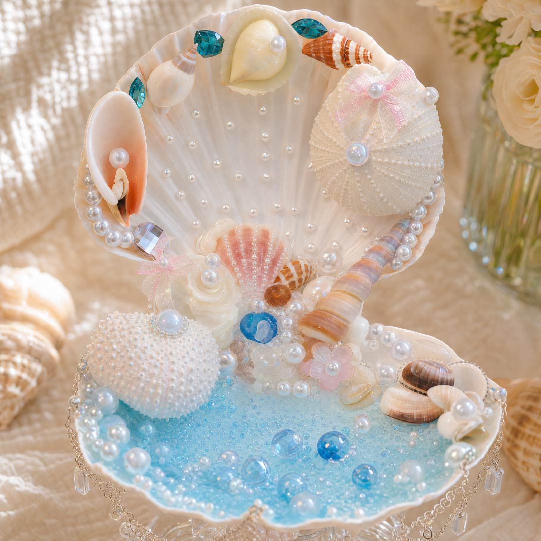 Sea Urchin's Treasure | Mother of Pearl Mermaid Jewelry & Candle Holder - Handcrafted 1 PC