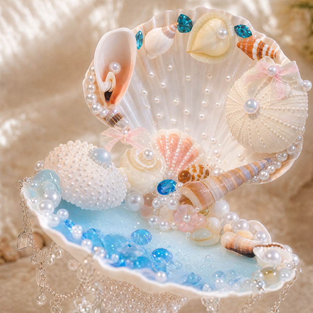 Sea Urchin's Treasure | Mother of Pearl Mermaid Jewelry & Candle Holder - Handcrafted 1 PC